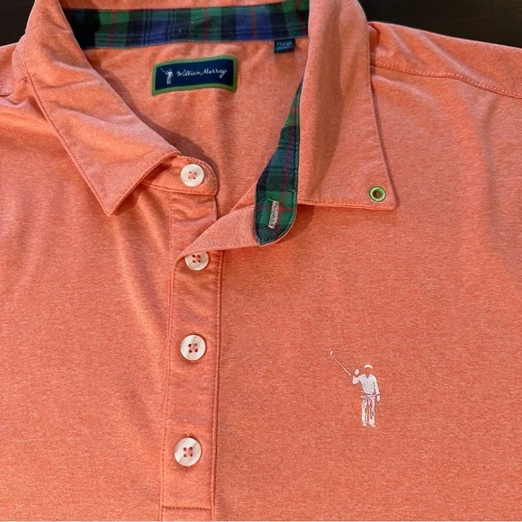William Murray Coral Golf Polo XL Tartan Trim Like New - Picture 2 of 8